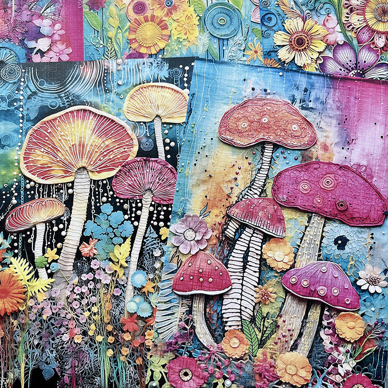 20PCS Bohemian mushroom background paper