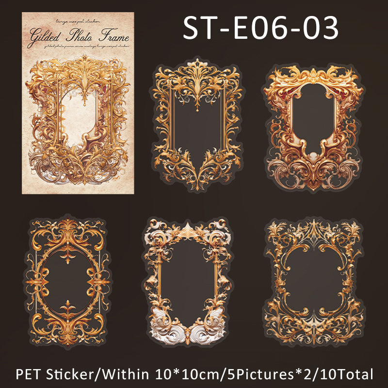 10PCS Gilded photo frame series sticker