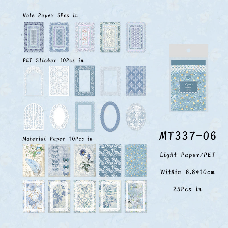 25PCS Lace Flower Island series material paper