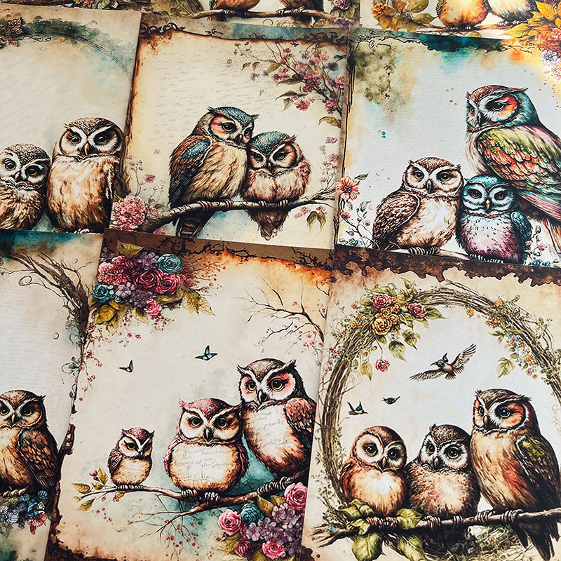 16PCS Jungle Owl background paper