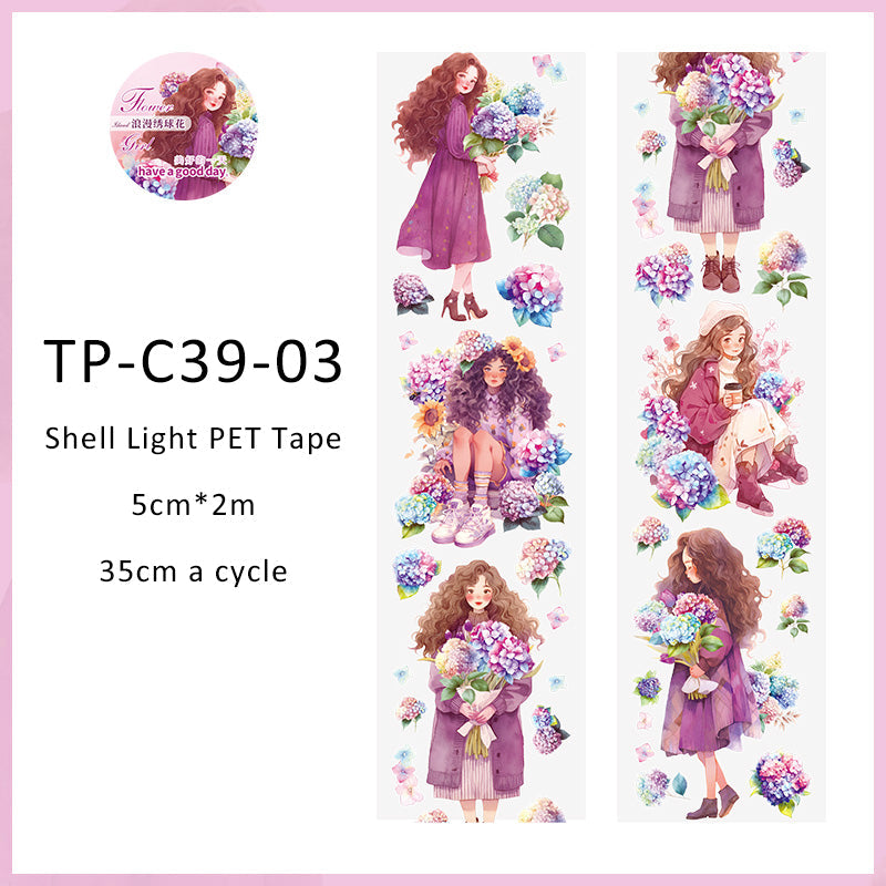 Flower Island girl series Shell Light PET Tape