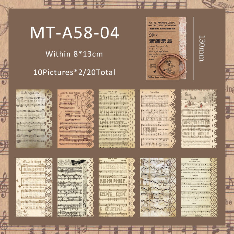 20PCS Attic manuscript series material peper