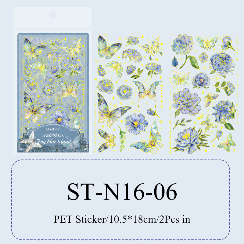 2PCS Butterfly dance flying flower series sticker