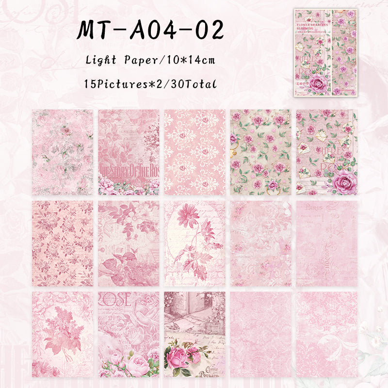 30PCS Flower branch blooming series material paper