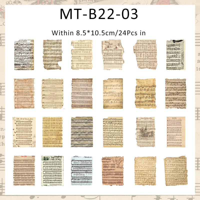 24PCS Retro text series material paper