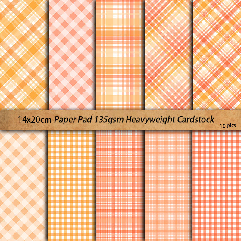 10PCS Orange Plaid material paper