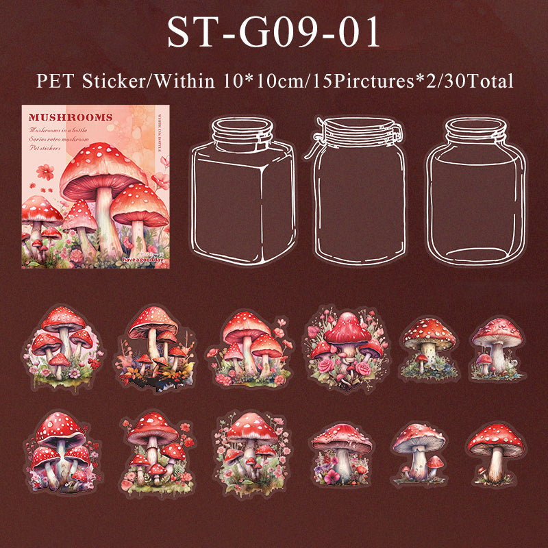 30PCS Mushroom in bottle series sticker