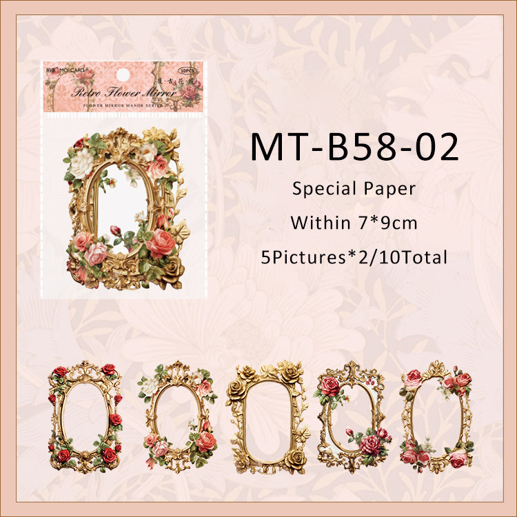 10PCS Flower Mirror Manor series material paper