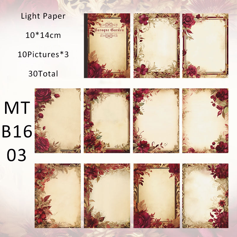 30PCS Baroque Gardens series material paper