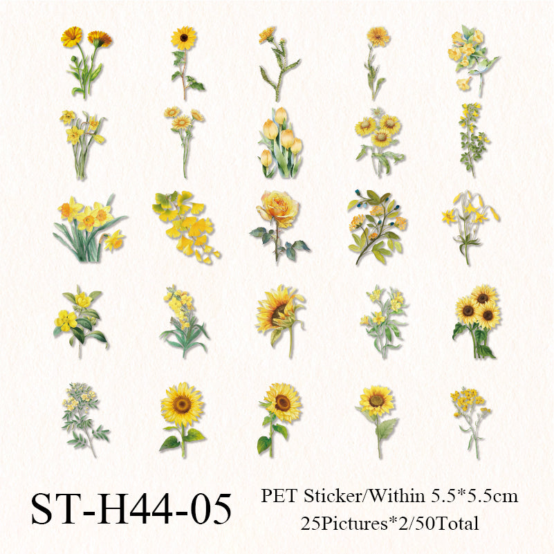 50PCS Flower handbook series sticker