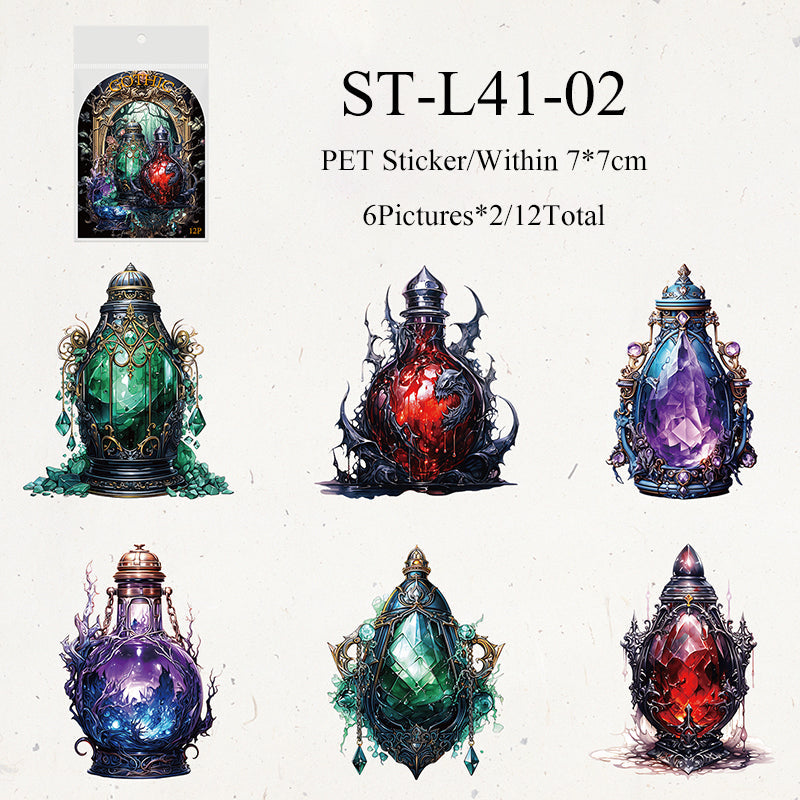 12PCS Fantasy in bottle series sticker