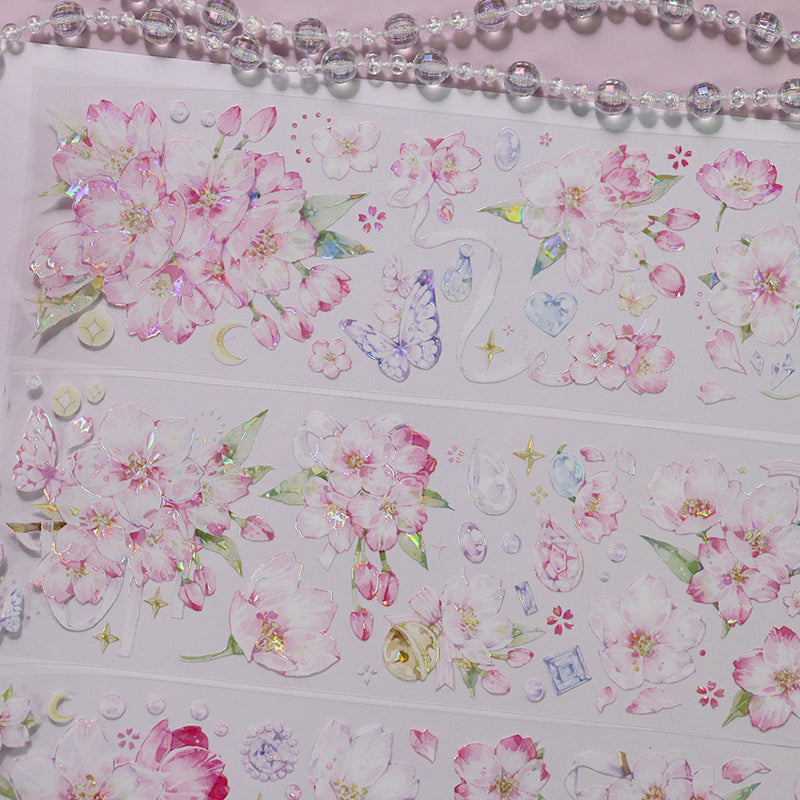 6cm*100cm Butterfly and spring cherry Shell Light PET Tape