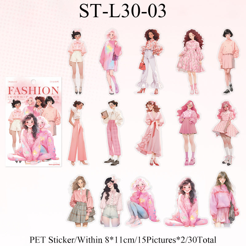 30PCS Fashion street photo series sticker