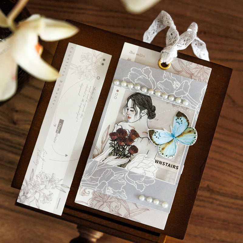 40PCS Black and White Garden Series note paper