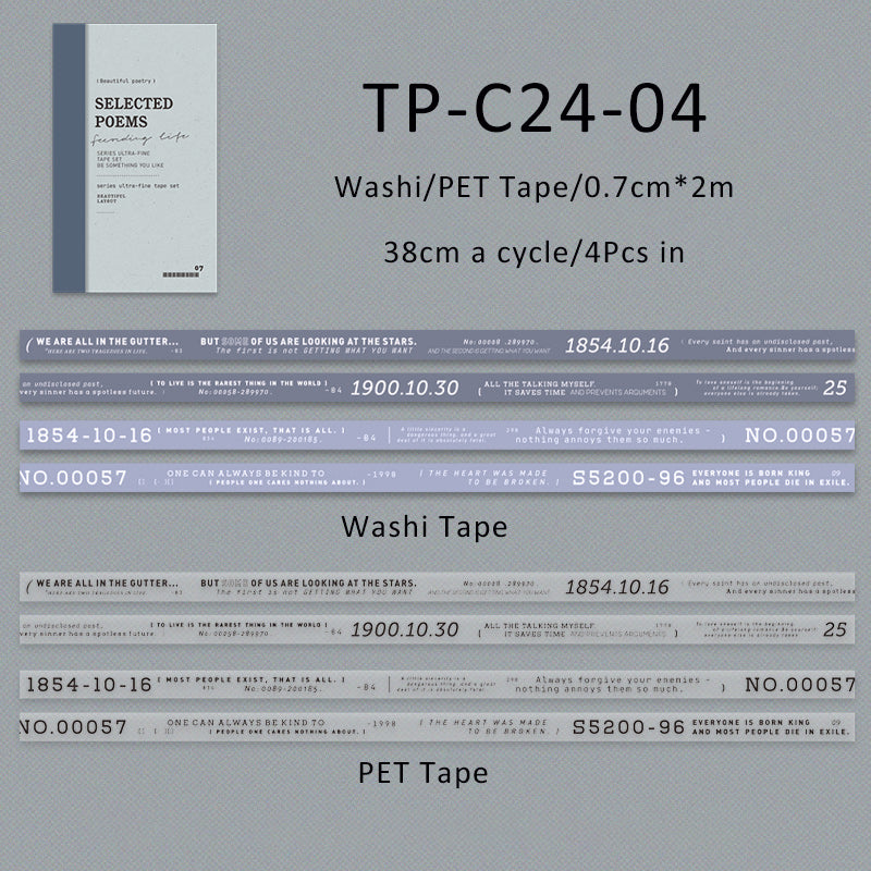 Excerpts from poems series Washi/PET Tape