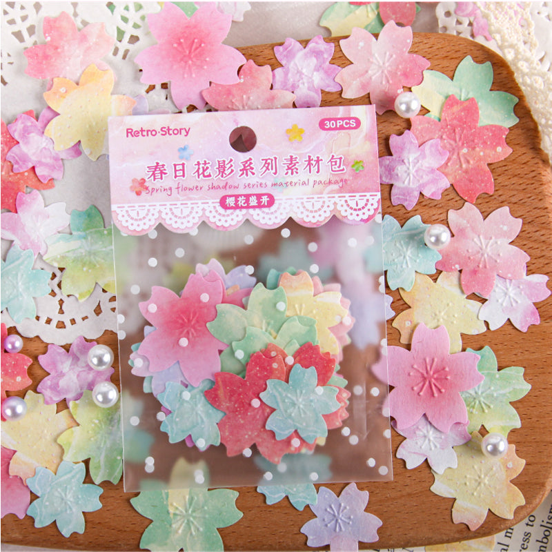 30PCS Spring Flower shadow series material paper