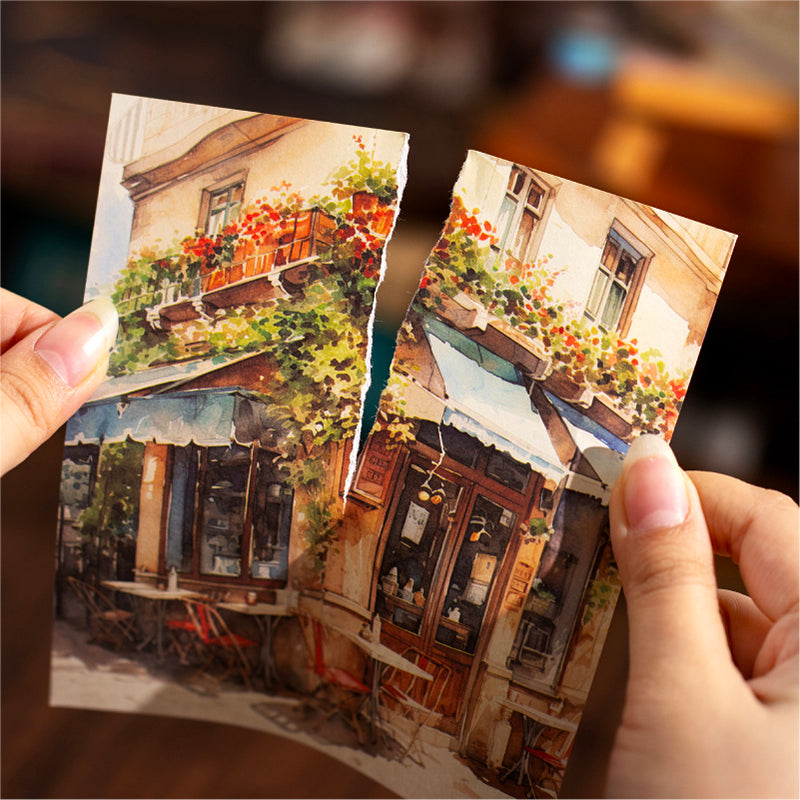 30PCS Colorful Street View series material paper