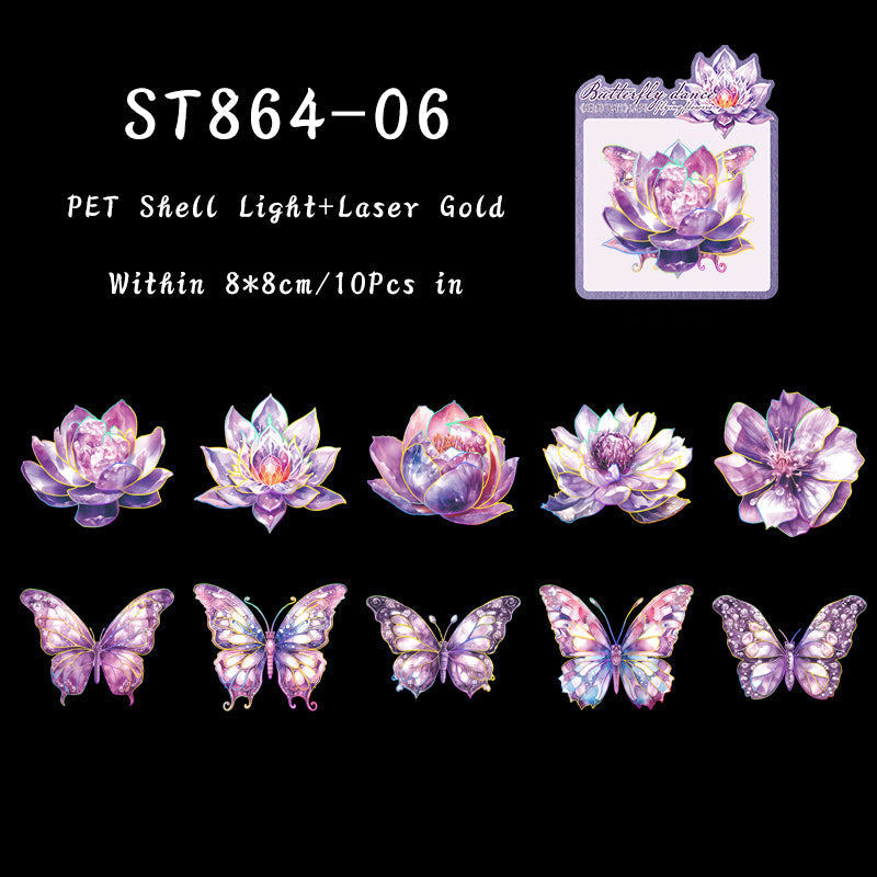 10PCS Butterfly flying flower series sticker