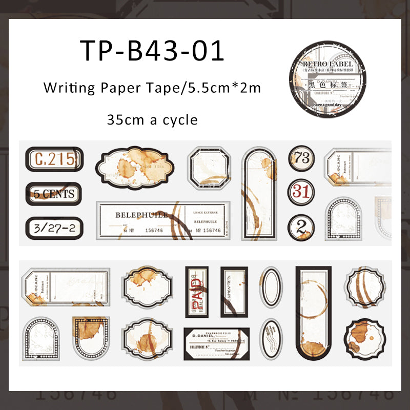 Retro label series writing paper tape