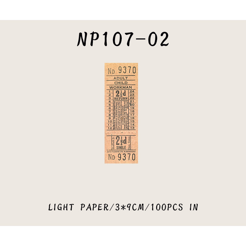 100PCS Time-space ticket series note paper