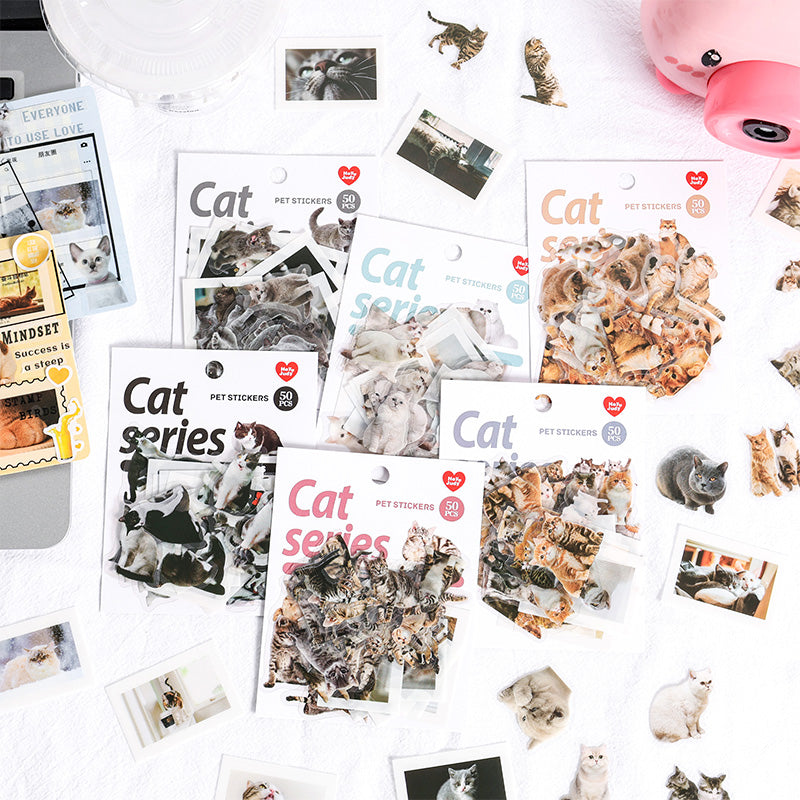 50PCS The spirit of all things cat series sticker