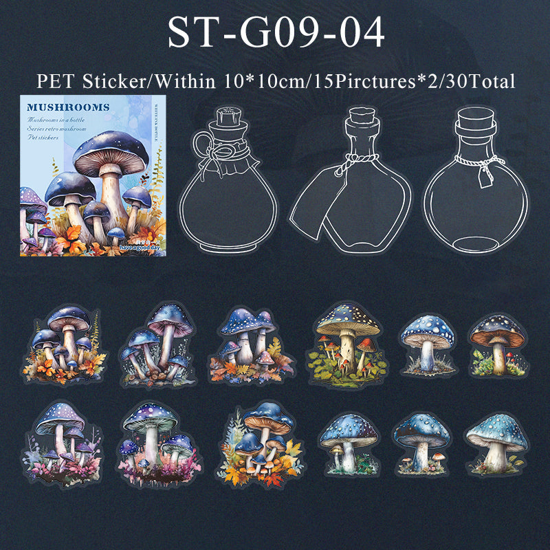 30PCS Mushroom in bottle series sticker