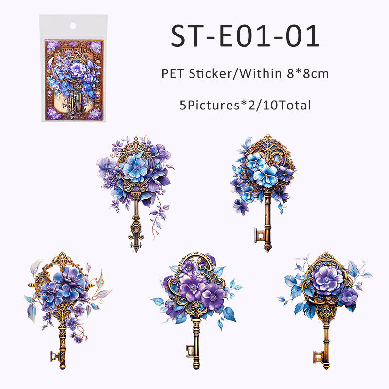 10PCS Flower and secret key series sticker