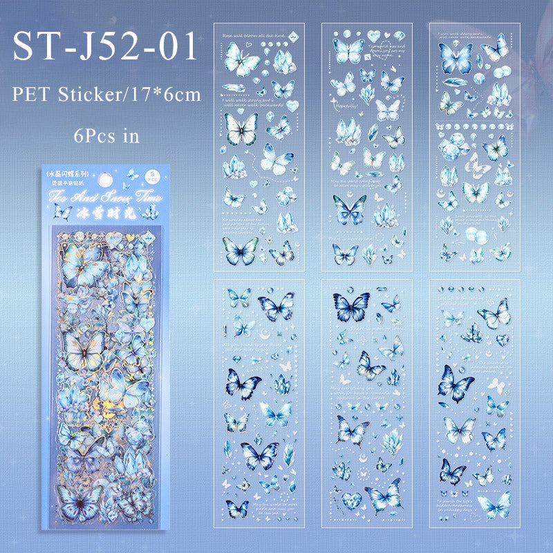 6PCS Crystal shine butterfly series sticker