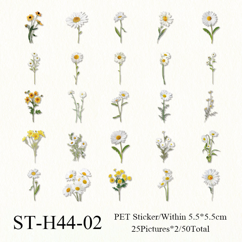 50PCS Flower handbook series sticker