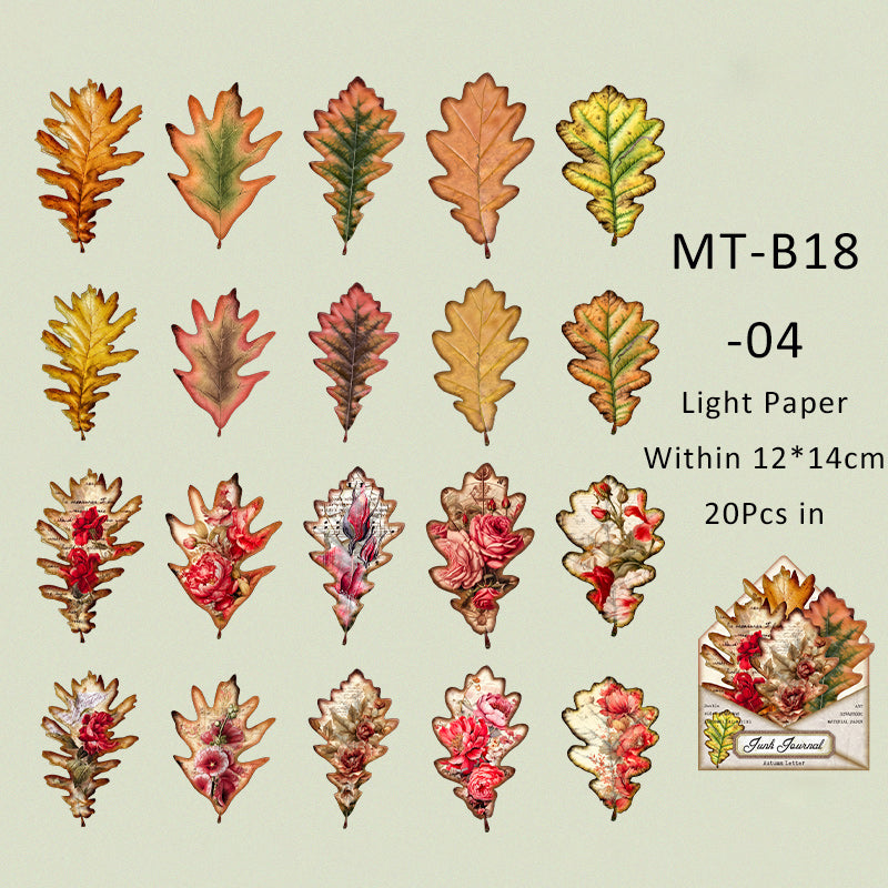 20PCS Autumn leaves flower series material paper