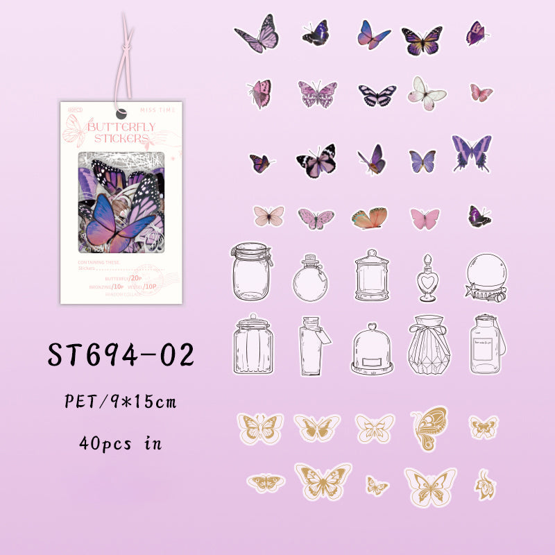 40PCS Butterfly fall floating light series sticker