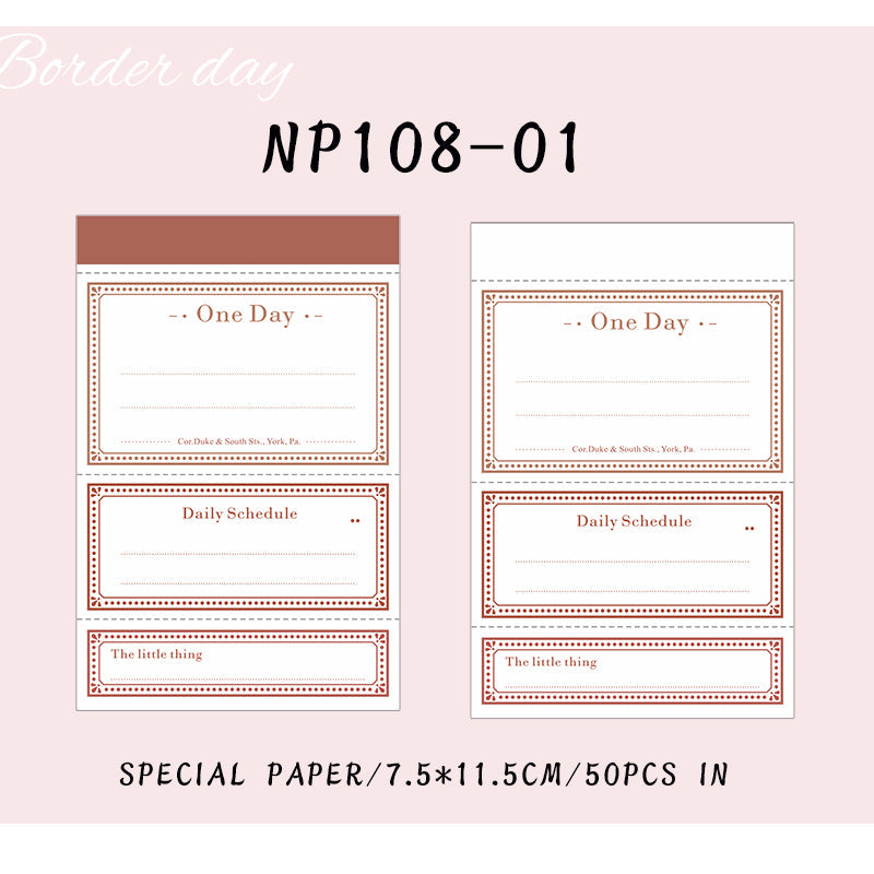 50PCS Border day series note paper