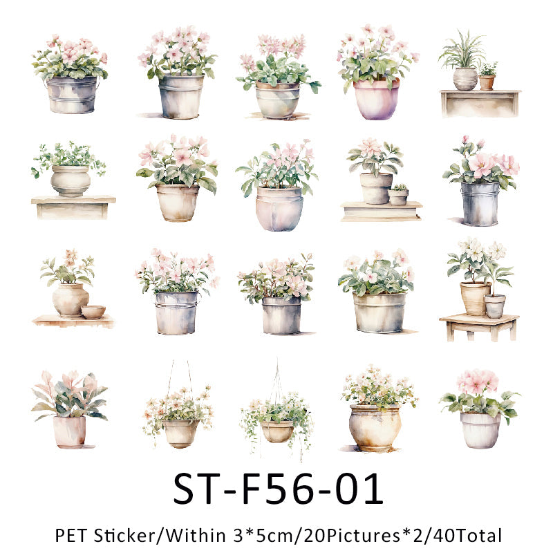 40PCS Family of greenery series sticker