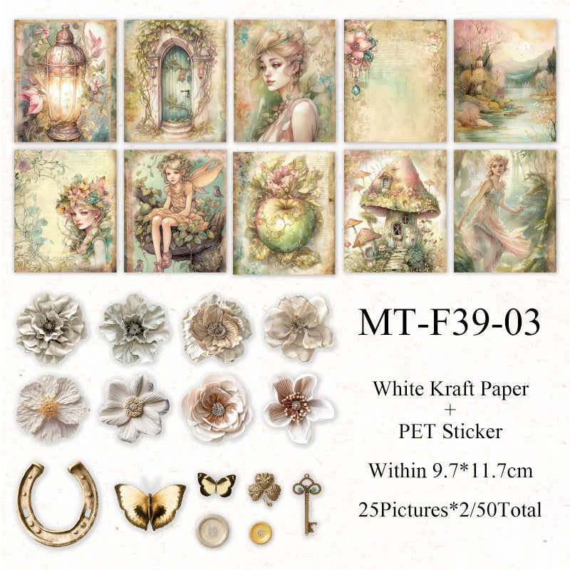 50PCS The Travel flowers series material paper set