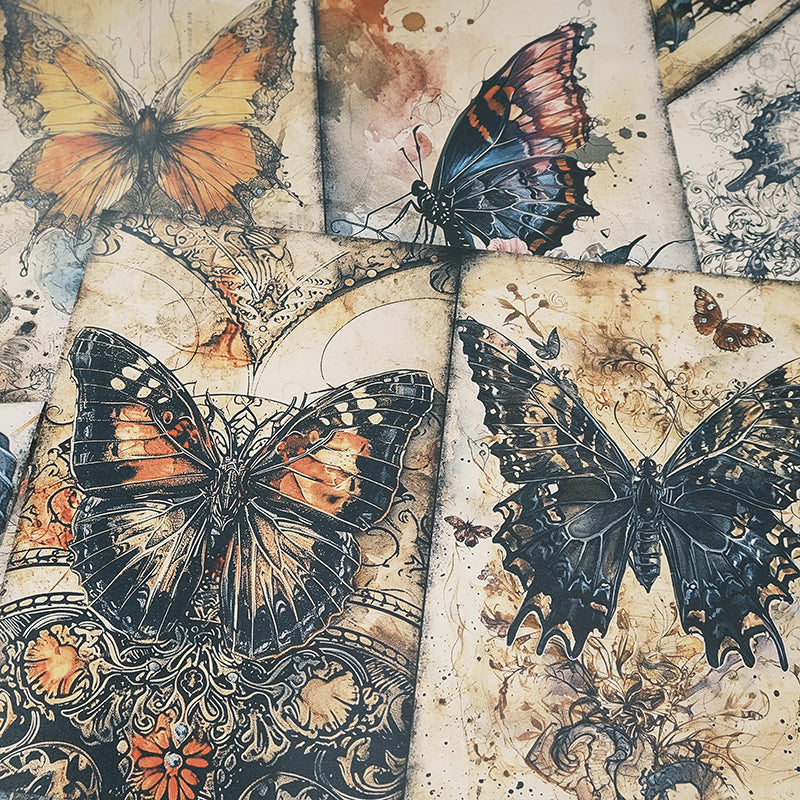 10PCS Vintage Mystery Butterfly background paper