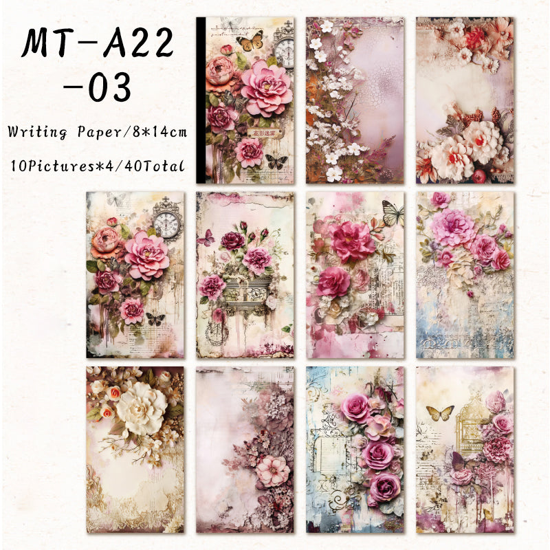 40Sheets Floating flower series material paper