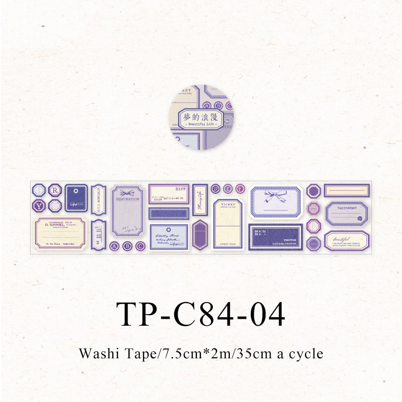 Vintage label notes series washi tape