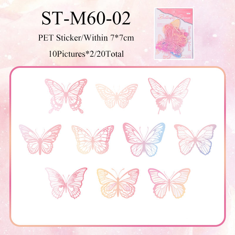 20PCS Dancing butterfly series sticker