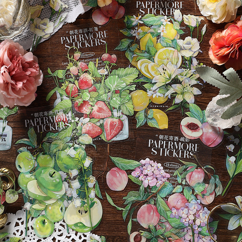 10PCS Flowers to send wine series sticker