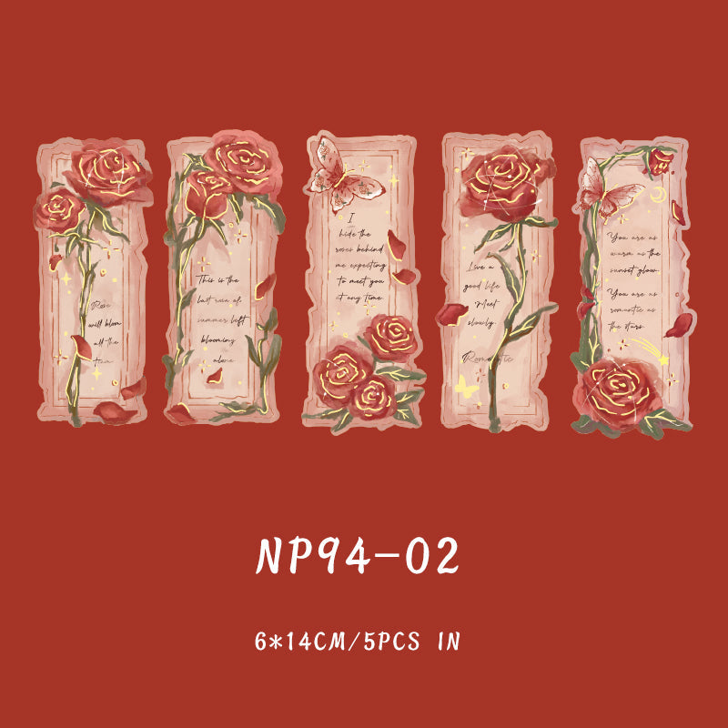 5PCS Name of the Rose series note paper