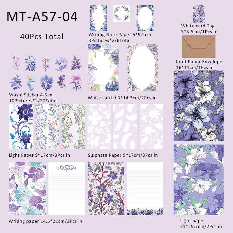 40PCS Flower gift series material paper set