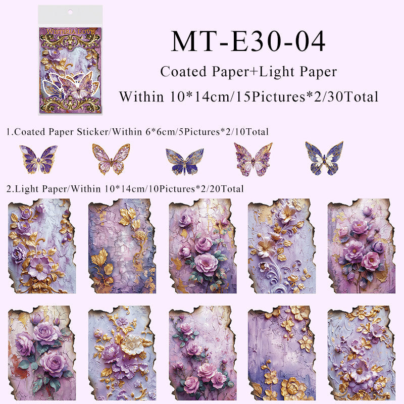 30PCS Rococo flower series material paper set