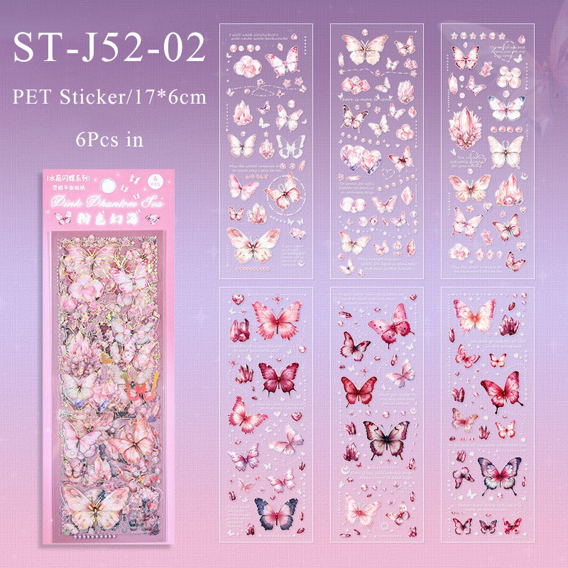 6PCS Crystal shine butterfly series sticker