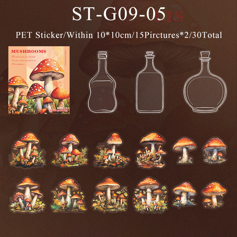 30PCS Mushroom in bottle series sticker