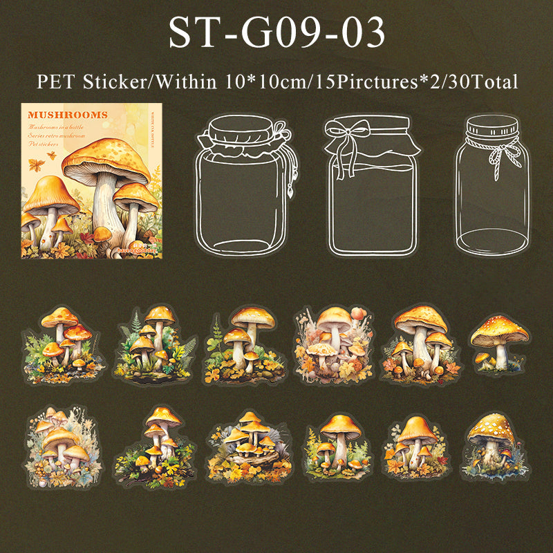 30PCS Mushroom in bottle series sticker