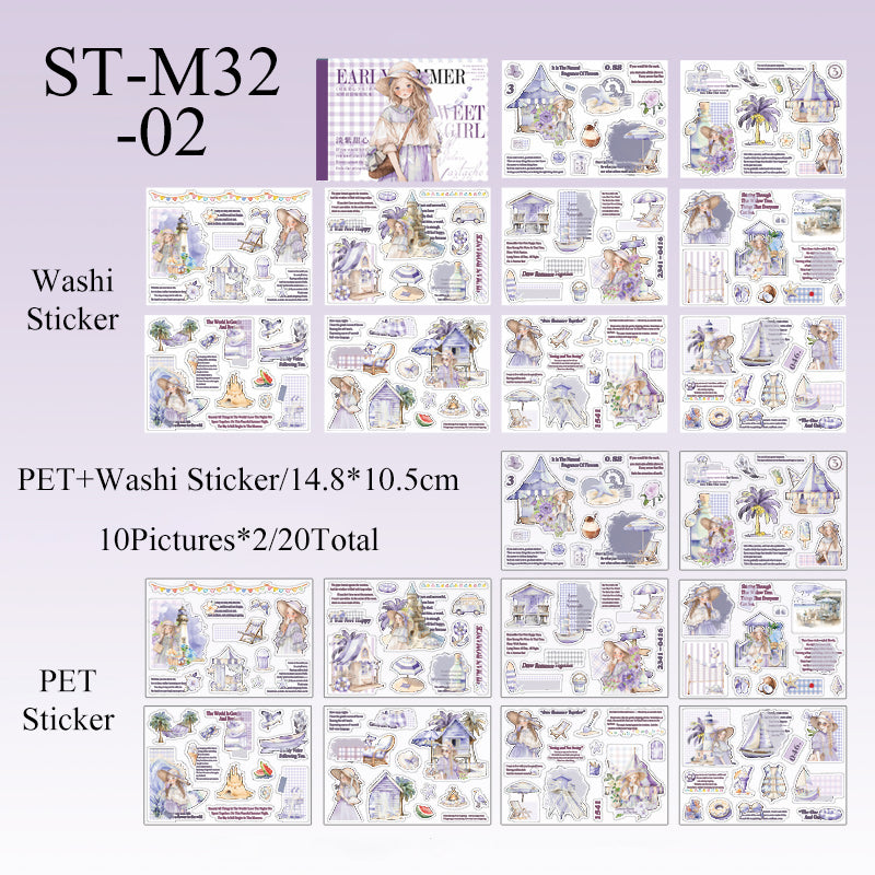 20PCS Early summer sweetheart girl series sticker book