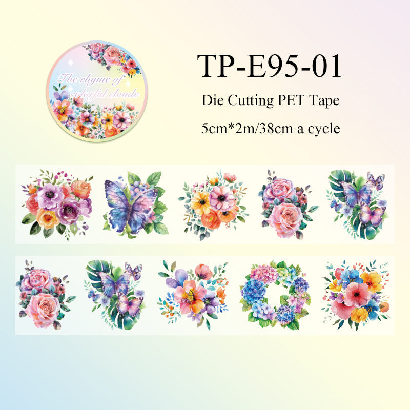 Colorful butterfly flower rhyme series Die Cutting PET Tape