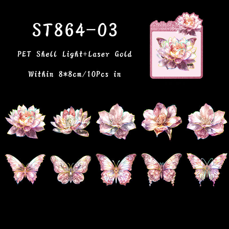 10PCS Butterfly flying flower series sticker