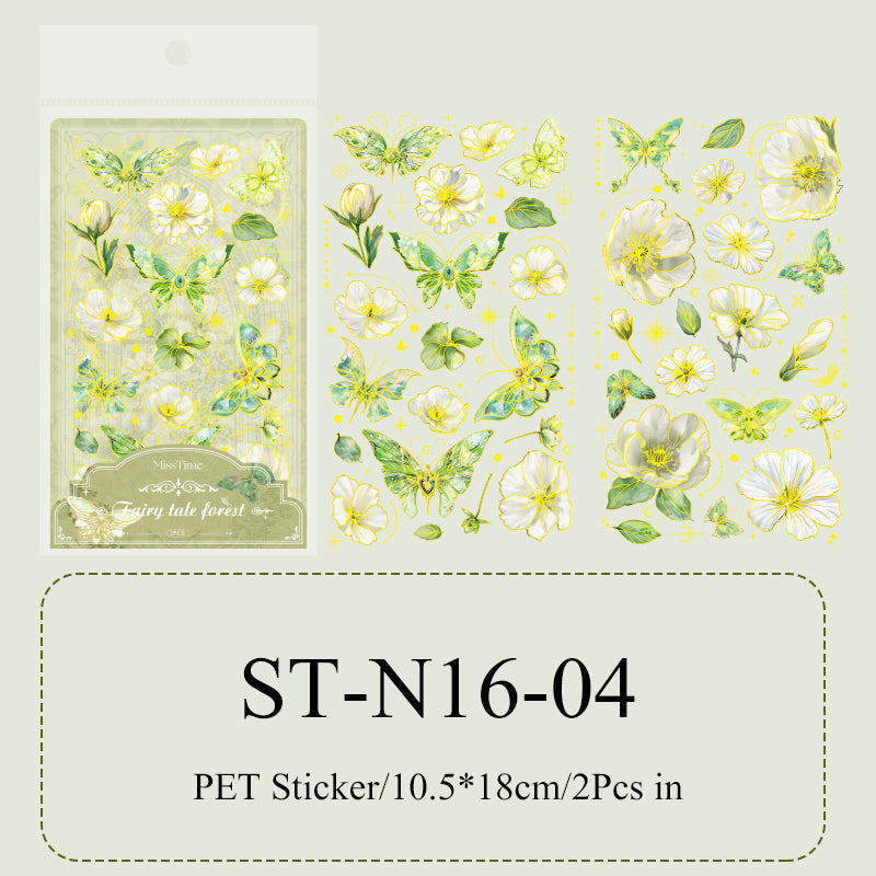 2PCS Butterfly dance flying flower series sticker