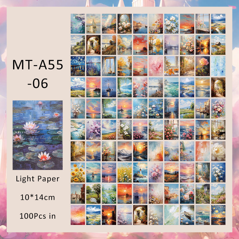 100Sheets Misty Summer series material paper